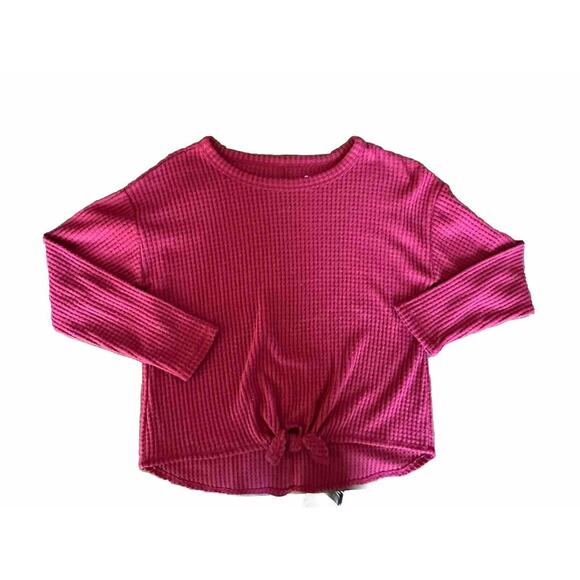 NWT Dark Pink Girl’s SO Waffle Twisted Front Top sz 10/12 - Picture 1 of 3